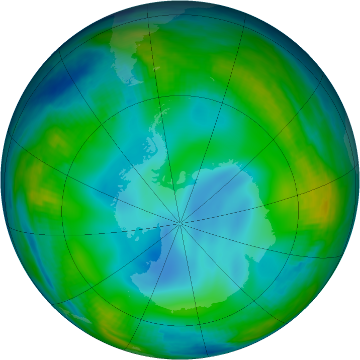 Antarctic ozone map for 02 July 1999